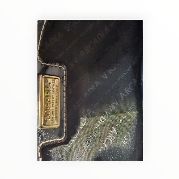 Arcadia Black & Beige Patent Leather Shoulder Bag One Size - Picture 11 of 13